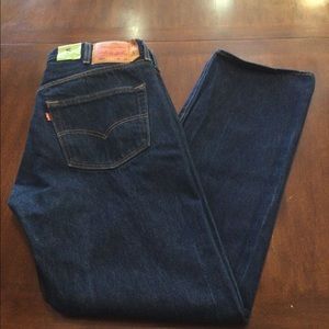 Levi Blue Jean Button Fly 501 Straight Leg 40x34